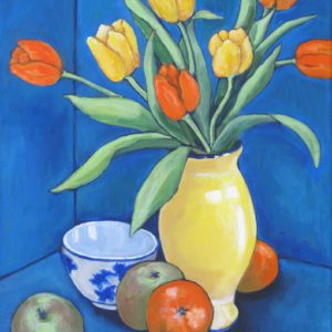 Blue Still Life with Tulips