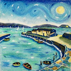 Sunlit Cobb Harbour, Lyme Regis