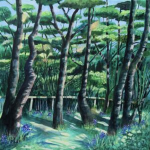 Sunlit Pathway through the Woods